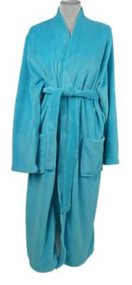 Dámský tyrkysový chlupatý župan s páskem 