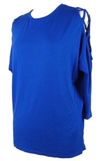 Dámské safírové triko se šněrováním na rukávech Select 