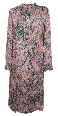 Dámské růžovo-zelené kytičkované šaty H&M
