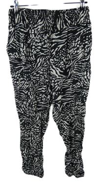 Dámské černo-bílé vzorované lehké volné kalhoty H&M