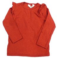 Červené třpytivé úpletové triko s volánkem H&M