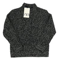 Černo-šedý melírovaný svetr Zara