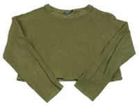 Khaki perforované crop triko Primark