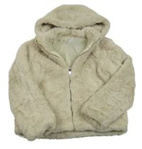 Světlebéžová kožešinová zateplená bunda s kapucí Primark
