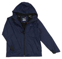 Tmavomodrá šusťáková jarní bunda s kapucí Quechua