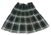 Zeleno-černo-bílá kostkovaná skládaná sukně