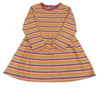 Barevné pruhované teplákové šaty Tchbio