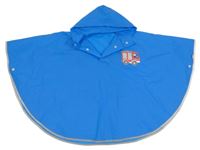 Azurové šusťáková nepromokavé pončo s autem a kapucí 