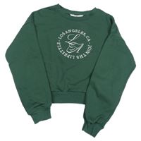 Tmavozelená crop mikina s potiskem H&M
