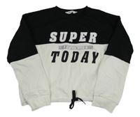 Černo-bílá crop mikina s nápisem H&M