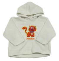 Bílá fleecová mikina s kočkou a kapucí 