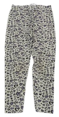 Bílo-fialovo-černé vzorované legíny se srdíčky Tessentials