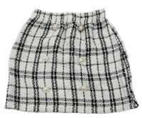 Bílo-černá kostkovaná sukně s knoflíky Shein