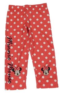 Růžové capri legíny s puntíky a Minnie 