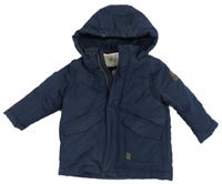 Tmavomodrá šusťáková zateplená bunda s kapucí zn. Topolino