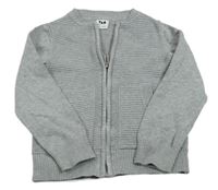 Šedý žebrovaný propínací svetr 