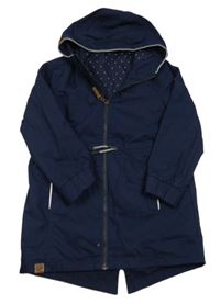 Tmavomodrá plátěná jarní parka s kapucí Yigga