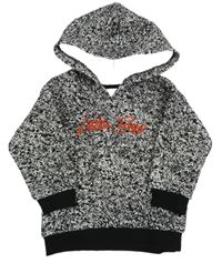 Černo-bílá vzorovaná mikina s nápisem a kapucí Matalan