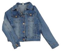 Modrá riflová crop bunda Yigga