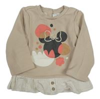 Béžová zateplená mikina s Minnie a volánkem Disney