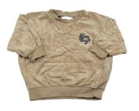 Béžová sametová mikina s nápisem 