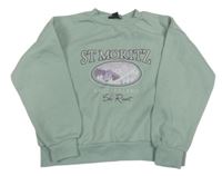 Světlekhaki oversize mikina s potiskem Primark