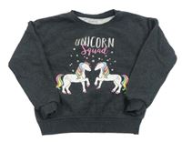 Šedá mikina s jednorožci Primark