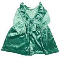 Zelené sametové šaty s volánkem H&M