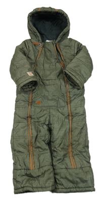 Khaki šusťáková zimní kombinéza s kapucí Coccodrillo