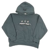 Tmavošedá mikina s potiskem a kapucí - Minecraft