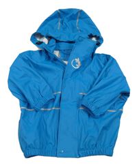 Modrá nepromokavá bunda s ještěrkou a kapucí 