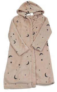 Světlerůžový chlupatý župan s měsíci a kapucí H&M