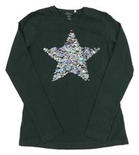 Tmavozelené triko s překlápěcími flitry Name it