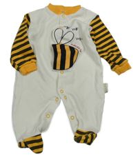 Bílo-pruhovaný overal s včelkou 