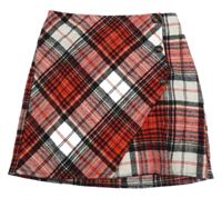 Červeno-bílo-černá károvaná sukně Tu