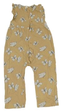 Béžový bavlněný kalhotový overal s motýly H&M