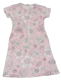 Světlerůžovo-bílé květované bavlněné šaty zn. Pep&Co