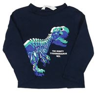 Tmavomodré triko s dinosaury H&M
