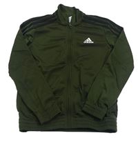 Khaki sportovní propínací mikina s logem Adidas