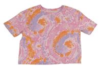 Růžovo-oranžové batikované crop tričko Primark 
