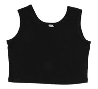 Černý žebrovaný crop top Shein
