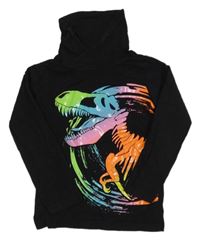 Černé triko s dinosaurem a komínovým límcem Dopodopo