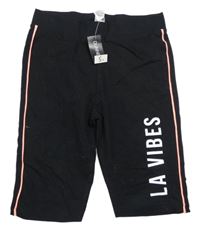 Nové - Černé elastické kraťasy s nápisem Dunnes