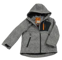 Šedo-černá melírovaná softshellová bunda s kapucí C&A