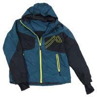 Petrolejovo-černá šusťáková zimní bunda s kapucí Crivit