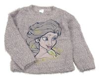 Fialovo-růžový chlupatý svetr s Elsou C&A