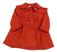 Červený flaušový jarní kabát s volánky Shein