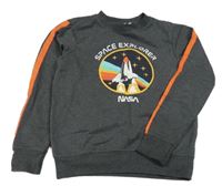 Šedá mikina s raketou a pruhy NASA 