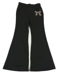 Černé flare kalhoty s mašlí Shein