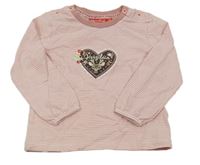 Růžovo-bílé pruhované triko se srdíčkem Alpengluck